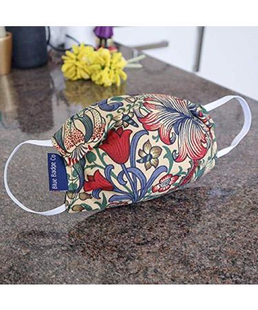 Blue Badge CO 5 pieces Small cotton face mask double layer Face cover in William Morris Golden Lily with bags for additional filters