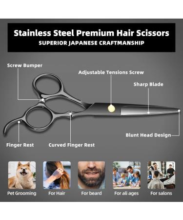 Professional Stainless Steel Hairdressing Scissors - Salon Barber Hair Cutting Tools | Gift for Mother, Father, Friends (BLACK-01) - Buy Online on GoSupps.com
