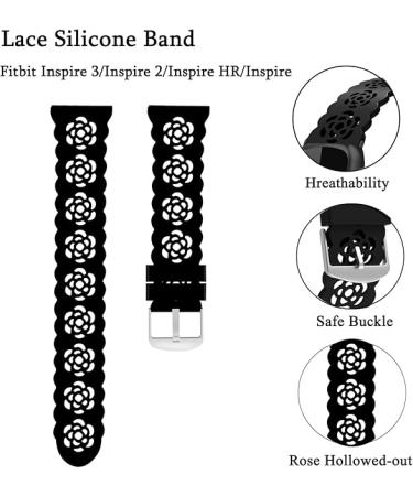 Nigaee Lace Silicone Bands Compatible with Fitbit Inspire 3-Inspire 2-Inspire HR-Inspire Adjustable Breathable Replacement Straps Soft Slim Silicone Wristbands - 3 Pack - Black-Gray-Pine Green - Buy Online on GoSupps.com