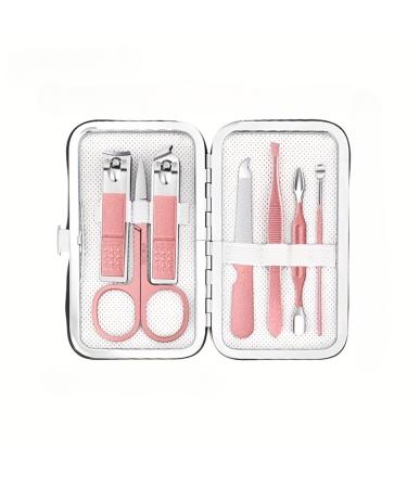 Nail Clippers Set Nail Clippers Home Nail Clippers Digging Ear Spoon Finger Clippers Nail Groove Special Pedicure Knife (Color : Pink 7-Piece Set)