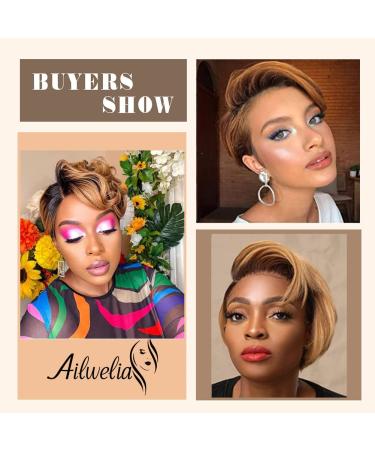 1B/30 Ombre Pixie Cut Human Hair Wig | HD Lace Front 13x6x1 Short T Part Lace Wig for Black Women - Buy Online on GoSupps.com