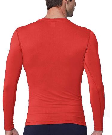 EXIO Men's Compression Baselayer Top | Cool Dry Workout Shirt - Medium Tall - Short & Long Sleeve | Red (EXR01-RD) - Buy Online on GoSupps.com