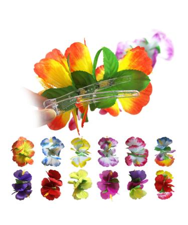 Lurrose 12pcs Hawaii Hibiscus Hair Clips - Beach Party & Wedding Hair Accessories - Buy Online on GoSupps.com