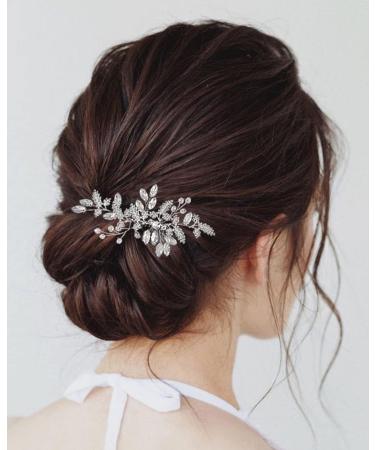 Zoestar Bride Wedding Hair Comb Crystal Leaf Headpiece Rhinestone Beaded Hair Accessories for Women and Girls (Silver) - Buy Online on GoSupps.com