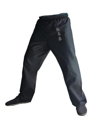 TA0 Kung Fu Pants Martial Arts Kimono for Men and Women, Wing Chun Trousers Cotton 100% Wing Chun Black Small
