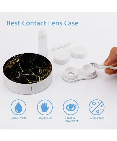 Golden Texture Marble Contact Lens Case - Portable Travel Lens Box with Mirror | International Shipping - Buy Online on GoSupps.com