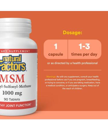 Natural Factors MSM 1000 mg Supports Healthy Joints Hair Skin and Nails 90 capsules (90 servings) 90 count (Pack of 1) - Buy Online on GoSupps.com