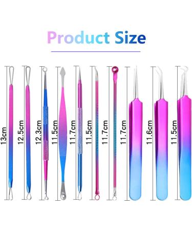 10pcs Blackhead Remover Tool Kit Stainless Steel Pimple Popper Tool Comedones Extractor for Forehead Face Nose Multifunction Acne Needle Tool with Metal Case for Travel Home Use CA Nano ten piece set (black box) - Buy Online on GoSupps.com