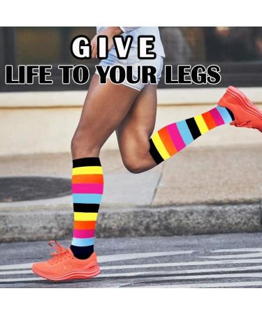 Shop Actinput Compression Stockings for Men & Women - 4 Pairs Colorful Support Socks for Sports Travel & Nursing - Rosa L-XL - Buy Online on GoSupps.com