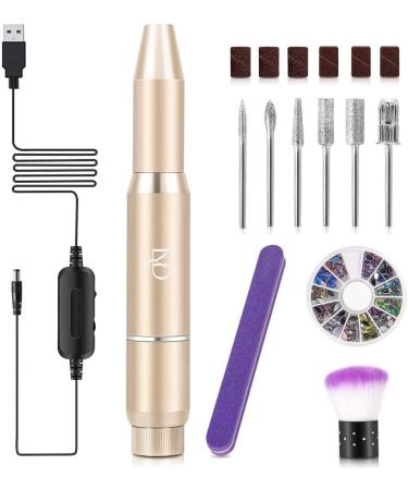 LAYADO Electric Nail Drill, Professional Efile Nail Drill Kit for Acrylic Nail, Gel Nails, Nail Drill Machine with Brush and Color Diamond (Champagne Gold)
