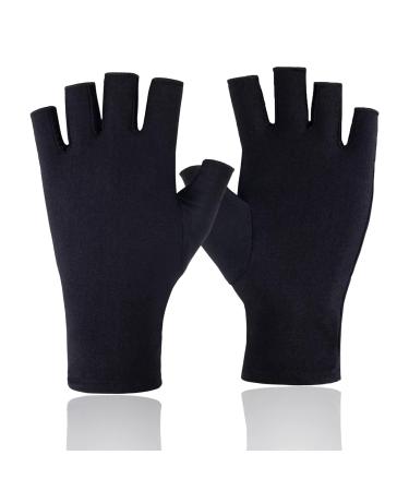 Tongyend UV Gloves for Gel Nails UV Nail Lamp Manicure Dryer Professional Nail Art Skin Care Fingerless Gloves to Protect Hands from UV Light Lamp Dryer for Manicure Dryer Outdoor Use black