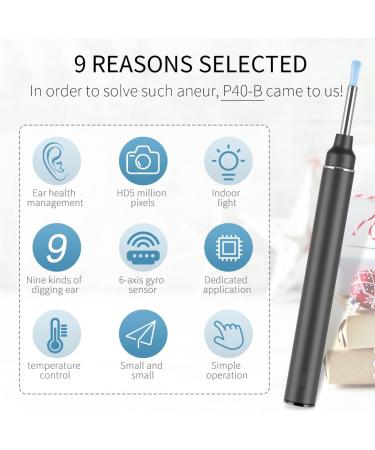 Wireless Ear Camera with 6 LED Lights | Ear Wax Removal Kit for Kids, Adults & Pets | Compatible with iPhone, iPad, Android | GPEESTRAC Pure Black - Buy Online on GoSupps.com