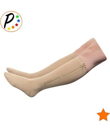 Ivory Closed Toe 15-20 mmHg Compression Socks with YKK Zipper - International Shipping Available - Buy Online on GoSupps.com