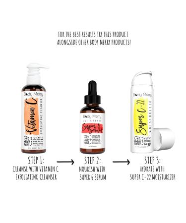Body Merry Vitamin C Exfoliating Cleanser - Anti-Aging Face Wash with Jojoba Beads and Aloe - Brightening and Hydrating Facial Soap - 6 fl oz - Buy Online on GoSupps.com