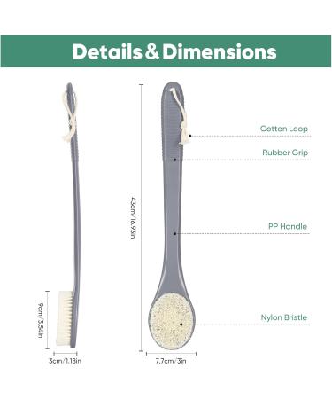 Dark Grey Back Brush for Showering - Long Handle Bath Brush for Seniors | International Shipping Available - Buy Online on GoSupps.com