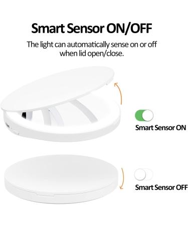 SHEGINEL Rechargeable Compact Mirror with Bright Lights and Carrying Pouch - Perfect Travel Mirror for On-The-Go Touch-Ups - Buy Online on GoSupps.com