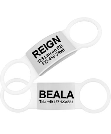 Tagme 2 Pack Dog brand/dog brand with engraving for dogs for small and medium -sized dog breeds personalized white XL XL (2 pack) white