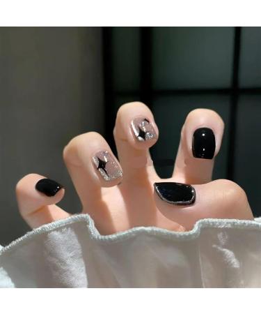 Nail patches fake nails wearing nail polish waterproof black detachable reusable(S) - Buy Online on GoSupps.com