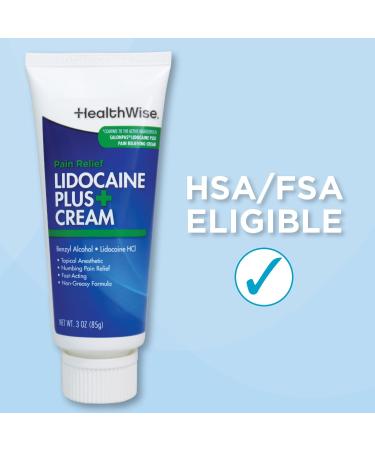 HealthWise Lidocaine Plus+ Cream | Numbs Away Pain | | Non-Greasy | 3.0 Oz | 4% OTC Lidocaine + 10% Benzyl Alcohol | Topical Anesthetic - Buy Online on GoSupps.com