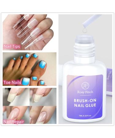 Professional Brush-On Nail Glue for Acrylic Nails - Long Lasting Super Strong Gel Bond for Press On Nails, Nail Tips, & Rhinestones - 7ML - Buy Online on GoSupps.com