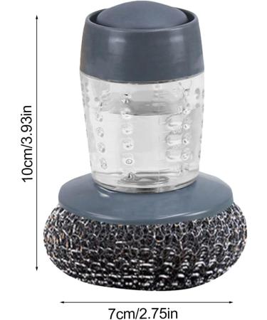 Soap Dispensing Dish Brush - Push Dispensing Dish Soap Scrubber Brush | Multifunctional Ergonomic Steel Scrubber Kitchen Cleaning Brush or Dishes Pot Pan Kitchen - Buy Online on GoSupps.com
