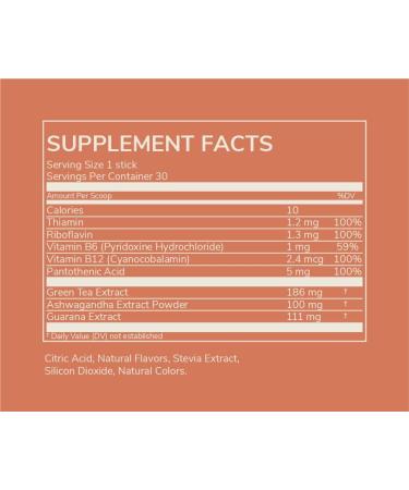 Wake Natural Energy Drink Powder - Stress Relief & Brain Supplement for Focus Memory Metabolism & Mood Boost - Ashwagandha B12 & B Complex - Pomegranate Apple (30 Servings - Buy Online on GoSupps.com