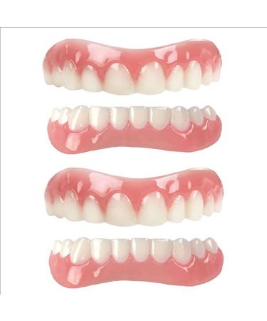 Batlam dentures cosmetic veneer natural tone instant veneers dental silicone tooth whitening temporary prosthesis false teeth false teeth denture men and women veneer 2 pairs