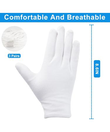 3 Pairs White Cotton Gloves for Dry Hands - Premium Moisturizing Gloves for Eczema & Overnight Use | Unisex Hand Protection for Jewelry & Coin Handling - Buy Online on GoSupps.com