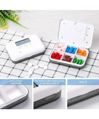 Digital Pill Dispenser with Alarm and LCD Display - 6 Compartment Mini Pill Organizer for Daily Medication Management - Buy Online on GoSupps.com