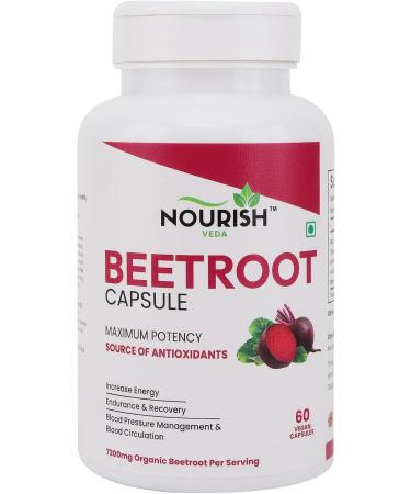 Organic Beet Root Capsules 60 Capsules 7200mg | 30-Day Supply | Beetroot Powder Supplement for Natural Energy Vegan Non-GMO - Buy Online on GoSupps.com