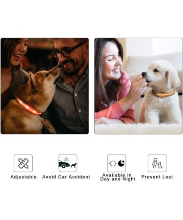 Masbrill Waterproof LED Dog Collar - Luminous Band with 3 Flashing Lights Adjustable Safety for Small Medium and Large Dogs - Orange (M: 38-50cm) - Buy Online on GoSupps.com