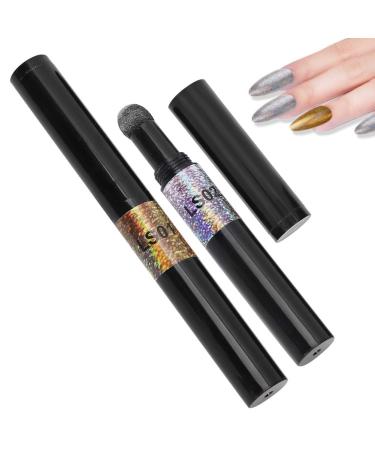 2 colors/set Chrome Air Cushion Nail Powder Pen Manicure Cushion Magic Pen Nail Glitter Mirror Powder Pen Manicure Tool for Home and Nail Salon