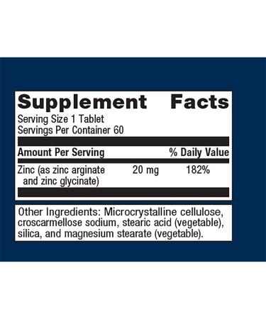 Metagenics Zinc AG 20 mg Highly Absorbable GI Friendly Zinc Supplement - 60 Tablets (Unflavored) - Buy Online on GoSupps.com