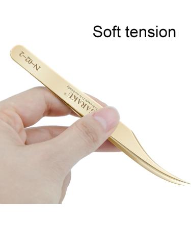 Nagaraku Professional Eyelash Extension Tweezers - Gold Straight Isolation Stainless Steel Precision (N-02-2) - Buy Online on GoSupps.com