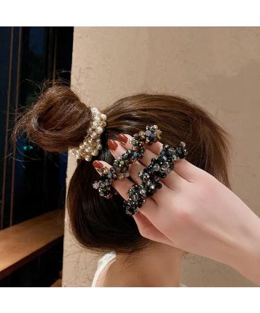 6 PCS Crystal Pearl Hair Ties - Beaded Bracelet Hair Bands for Women & Girls - Buy Online on GoSupps.com