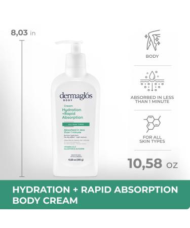 Moisturizing Body Cream - Hydrating Rapid Absorption 24HR Moisturizer for All Skin Types | Vitamin A E Glycerin | 10.58 Oz - Buy Online on GoSupps.com