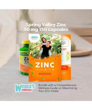 Spring Valley Zinc 50 mg with Vitamin D3 Immune Support Bundle with Zinc: Wellness Guide by Weber s Nutritional Concept (1 Pack of 150 Capsules) - Buy Online on GoSupps.com
