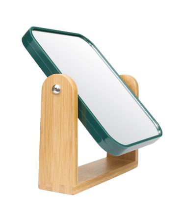 1x/3x Magnification Vanity Makeup Mirror for Desk with Bamboo Stand,Double Sided 360°Rotation Magnifying Mirror,Portable Table Tabletop Mirror for Make Up,8" Small Standing Mirror for Desk(Green) Green-square