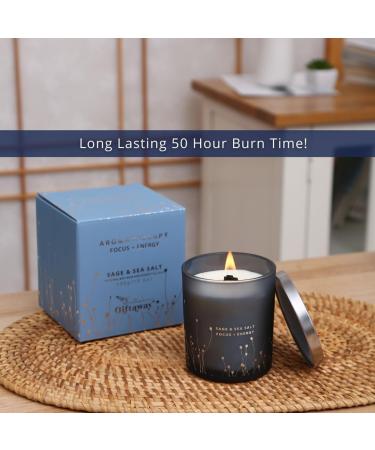 White Sage Sea Salt Candle | Cleansing Aromatherapy Scented Candle | Wood Wick Relaxing Beach Candle for Home | Energy Cleansing for Men & Women - Buy Online on GoSupps.com
