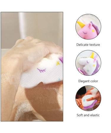 Heallily Unicorn Bath Sponge Pouf Exfoliating Loofah 2pcs for Women Girls - White Pink - Buy Online on GoSupps.com