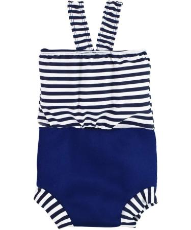 Splash About Happy Nappy Costume Navy/White Stripe 0-4 Months | Reusable Swim Nappy - Buy Online on GoSupps.com