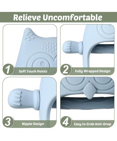 Silicone Baby Teething Toy Set for 3+ Month Infants - Owl Teether Mittens for Anti-Drop Chew and Sucking Needs | 4 Pcs - 4.52 x 3.93 x 2.16 Inch - Buy Online on GoSupps.com