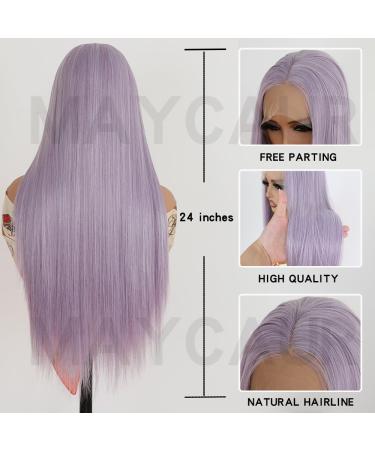 Buy Maycaur Long Straight Purple Lace Front Wigs - 22 Inch Synthetic Hair for Fashion Women | Natural Bay Hair - Buy Online on GoSupps.com