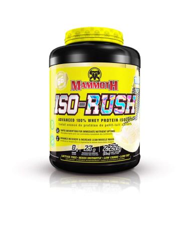 Mammoth Iso-Rush Premium Whey Protein Isolate Fast-Digesting Hormone Free Cross Flow Micro-Filtered (CFM) Sugar Free Bioactive Lactose Free Gluten Free 5 LB (Vanilla Ice Cream)