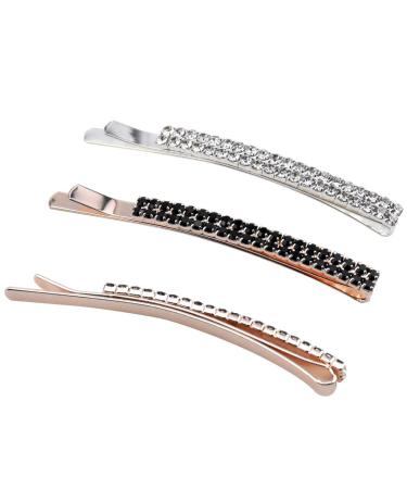 HQDeal 10 Crystal Hairpins Set - Rhinestone Bobby Pins & Diamond Hair Clips for Women & Girls - Stylish Silver & Black Hair Jewelry Decoration - Buy Online on GoSupps.com