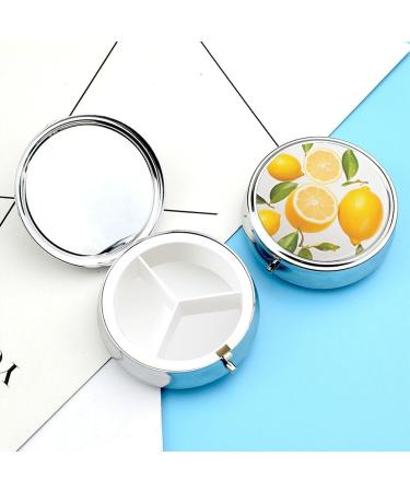 Portable 3 Compartment Pill Box - Travel-Friendly Lemon Print Pill Organizer for Purse & Pocket - Buy Online on GoSupps.com