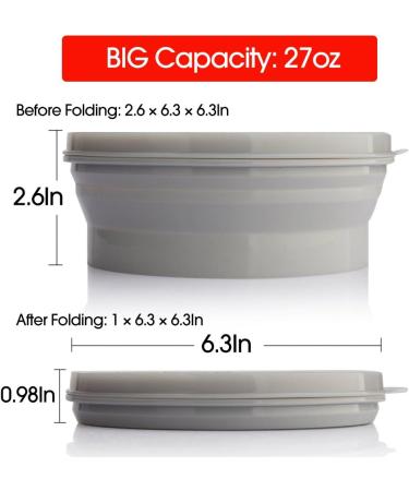 ME.FAN Silicone Collapsible Bowls - 27oz 2 Pack with Lids - Portable Food Storage Containers - Silicone Folding Travel Bowl Set - Buy Online on GoSupps.com