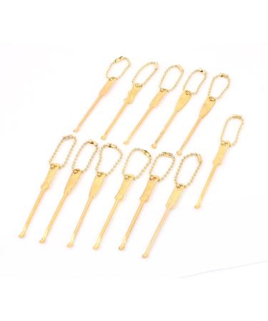 Qtqgoitem Metal Ear Wax Remover Cleaner Earpicks Beauty Tool 12Pcs Gold Tone (Model: 99b 99b f9d 396 0bf)
