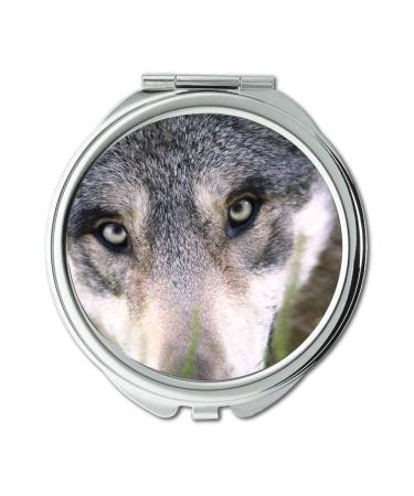Mirror Compact Mirror Wolf Animal Dog Mammal Wild Animal Canine Pocket Mirror portable mirror