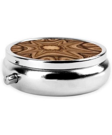 Bohemian Motifs Portable Metal Pill Box | Round Mini 3-Compartment | Travel-Friendly Design | Small Pill Organizer in Black - Buy Online on GoSupps.com